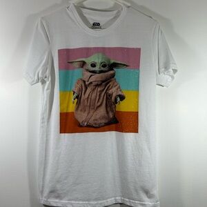 Star Wars Kids T-Shirt with Baby Yoda and Colorful Stripes